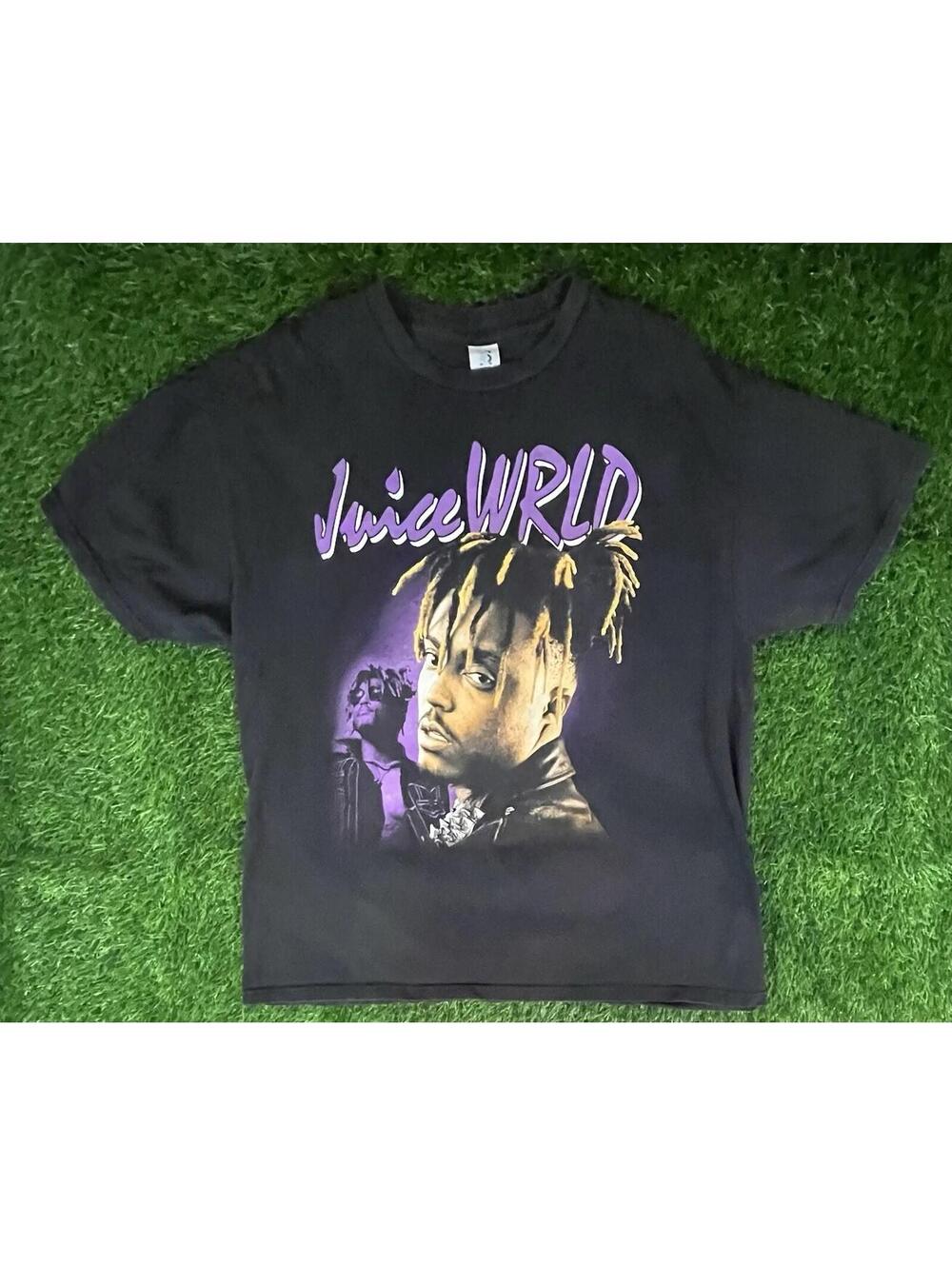 Juice Wrld Black and Purple T-Shirt EMO Grunge Aesthetic Mens XL